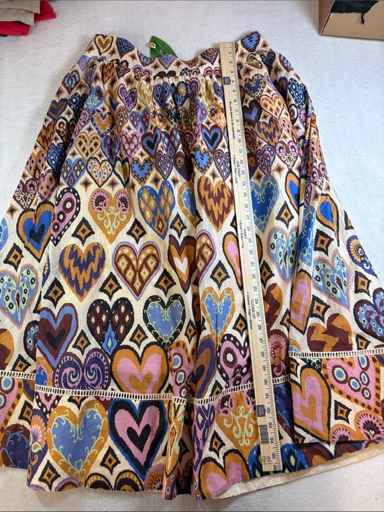 FARM Rio Dresses & Skirts - FARM Rio Multicolor Heart Print Maxi Skirt - Blue, Pink, Brown, Yellow